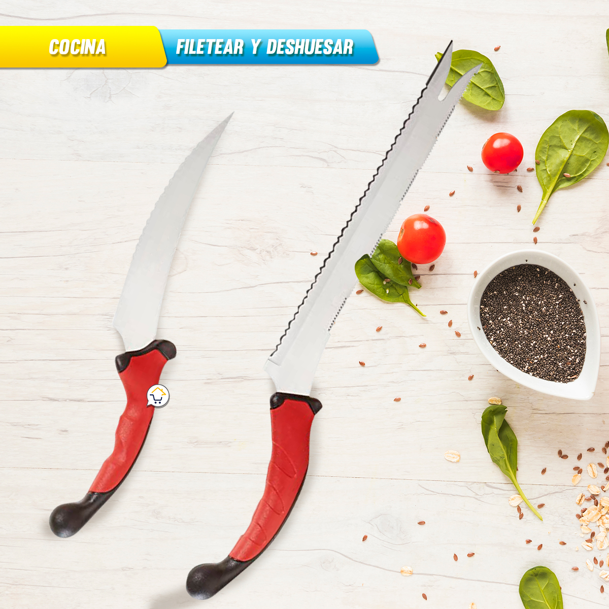 Miniatura 6 de Set cuchillos x10 Acero + Afilador SCA01